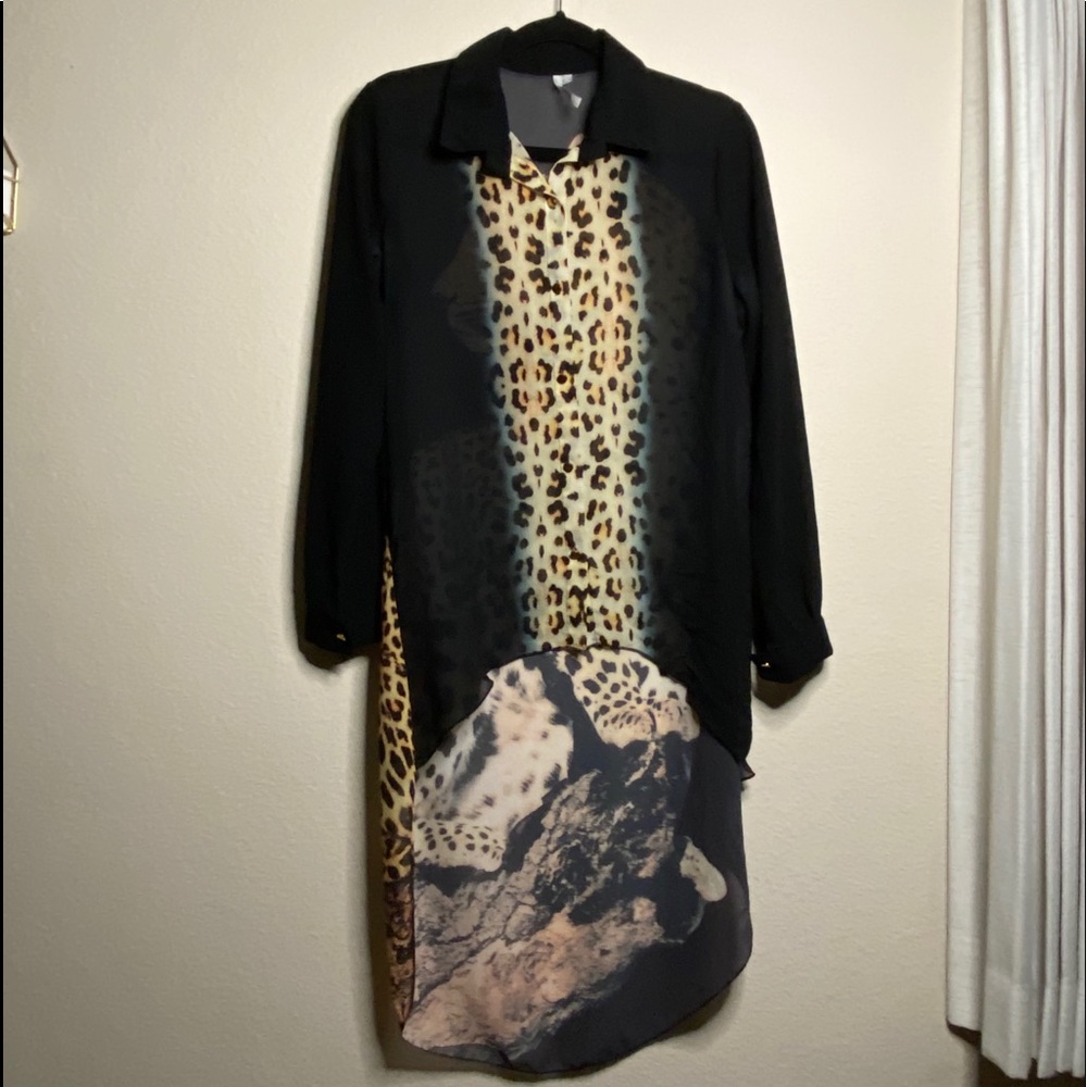 Cheetah button down top